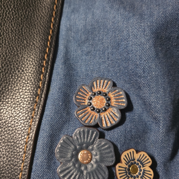 Coach Denim and Black Floral Crossbody Bag - Picture 3 of 15